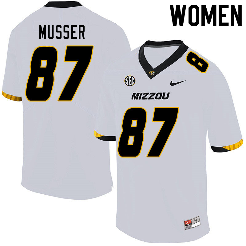 Women #87 Cade Musser Missouri Tigers College Football Jerseys Sale-White - Click Image to Close